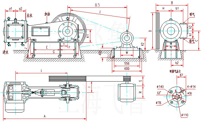 W3往復(fù)式真空泵安裝尺寸圖